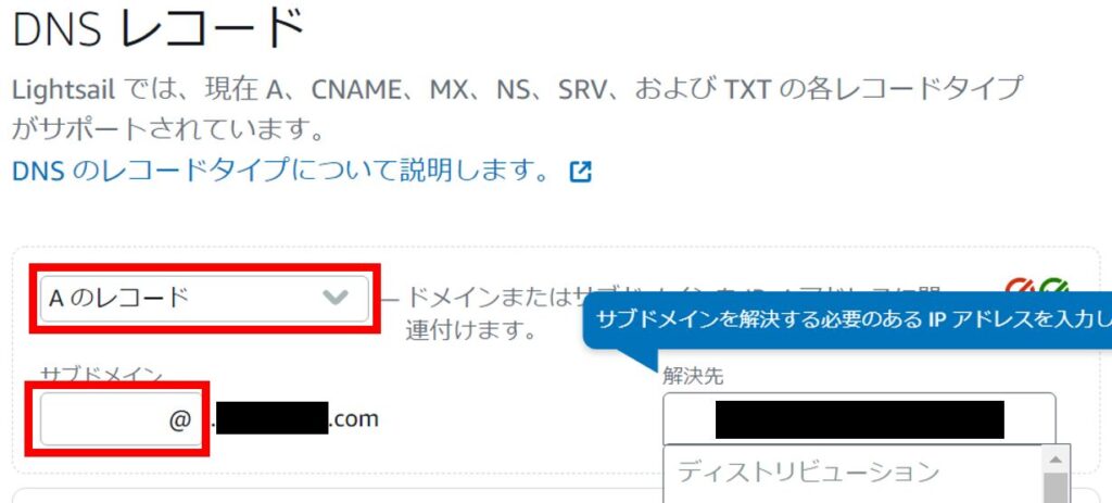 Lightsail WordPress DNS設定